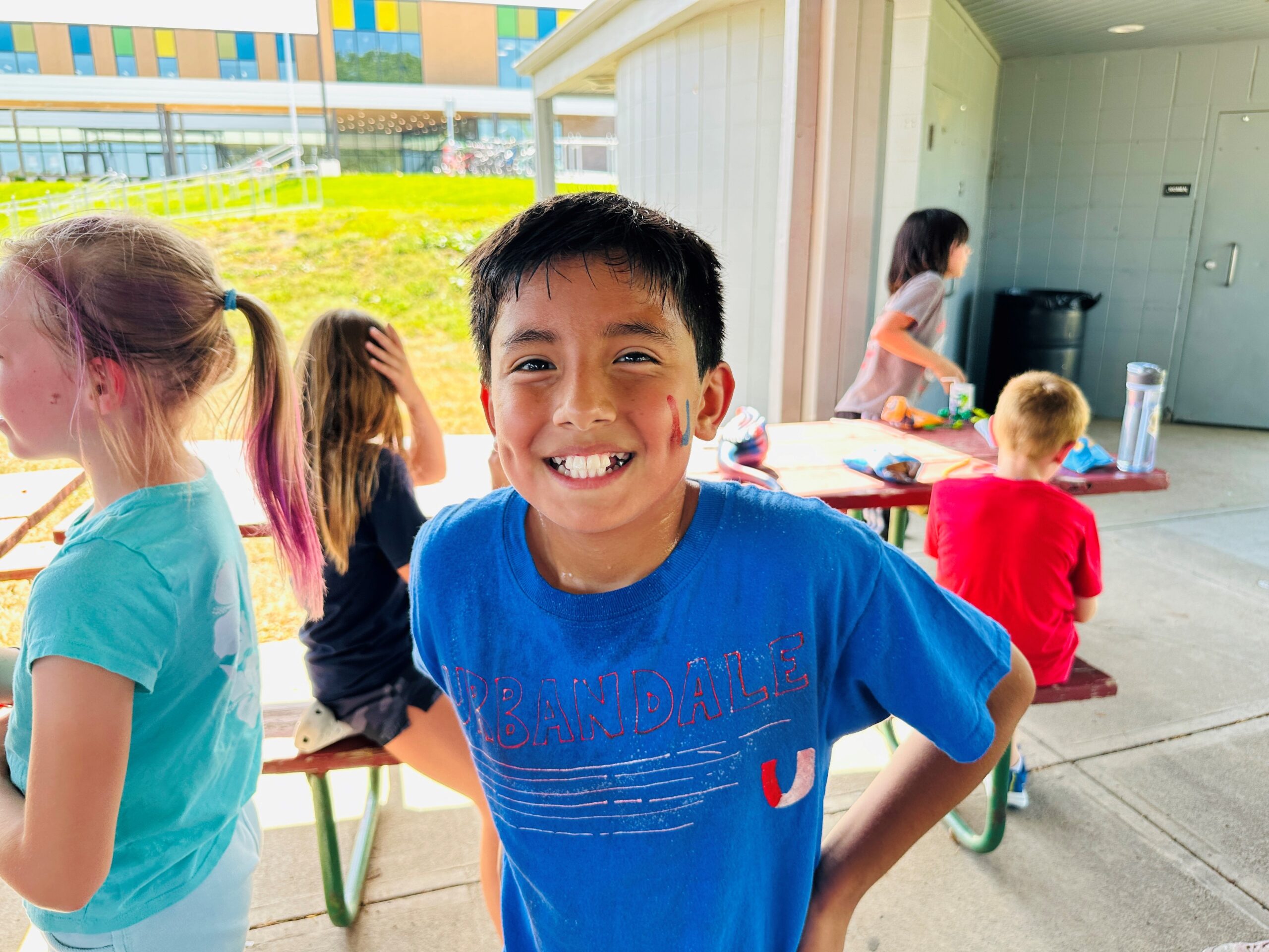 Elementary student with a temporary 